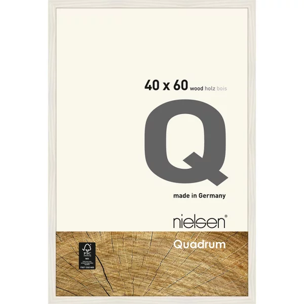 Cadre en bois Quadrum 40x60 cm | blanc couvrant | verre standard (2 mm)