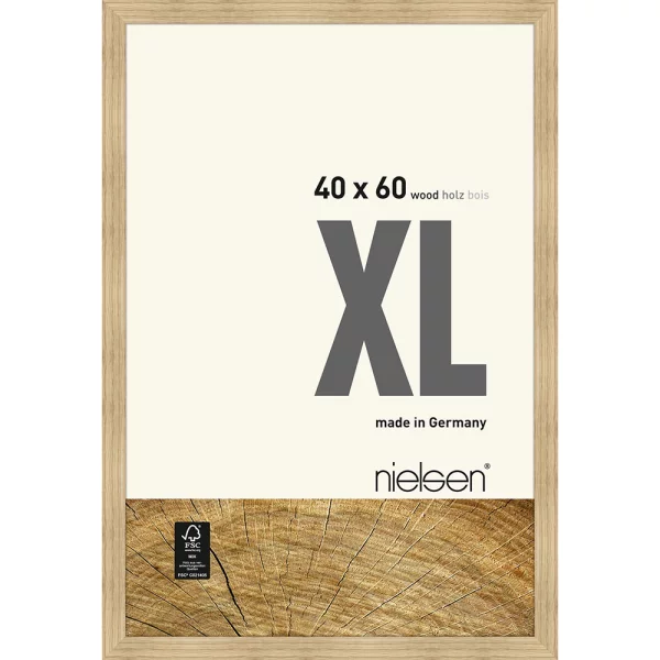 Holz-Bilderrahmen Quadrum XL 40x60 cm | Eiche Natur | Normalglas (2 mm)
