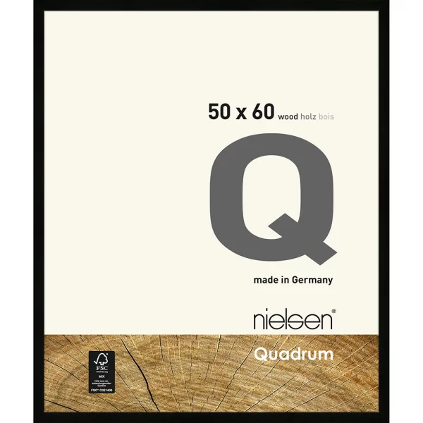 Cadre en bois Quadrum 50x60 cm | noir | verre standard (2 mm)