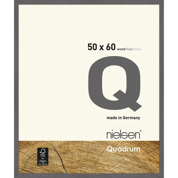 Cadre en bois Quadrum 50x60 cm | gris | verre standard (2 mm)