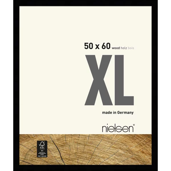 Cadre en bois Quadrum XL 50x60 cm | noir | verre standard (2 mm)