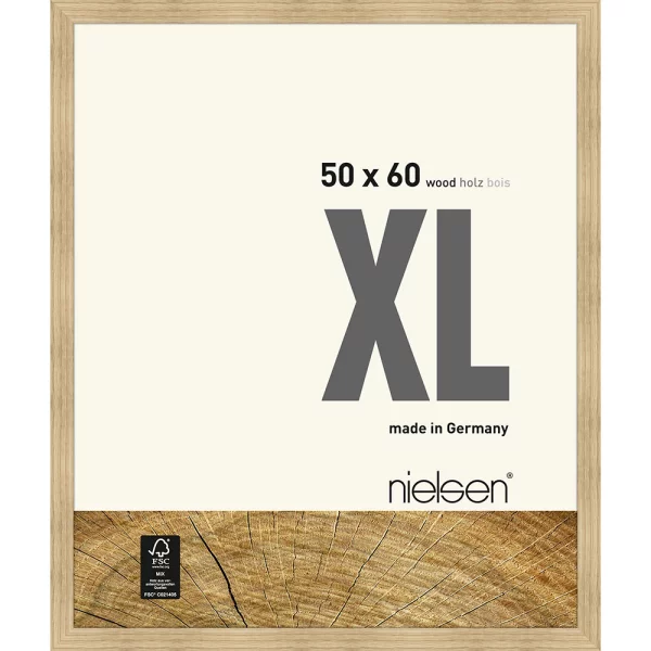 Cadre en bois Quadrum XL 50x60 cm | chêne naturel | verre standard (2 mm)