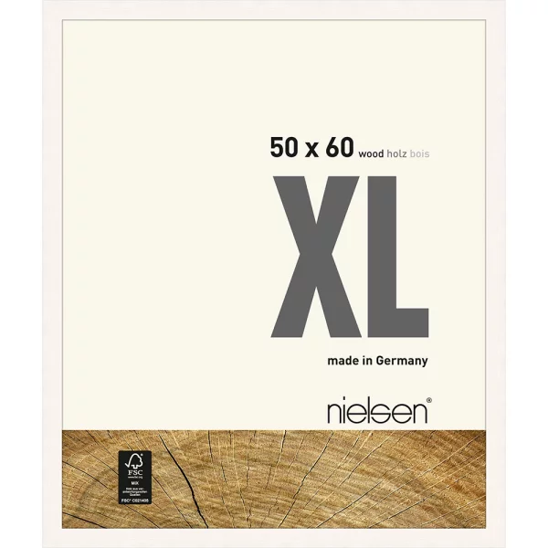 Cadre en bois Quadrum XL 50x60 cm | blanc couvrant | verre standard (2 mm)