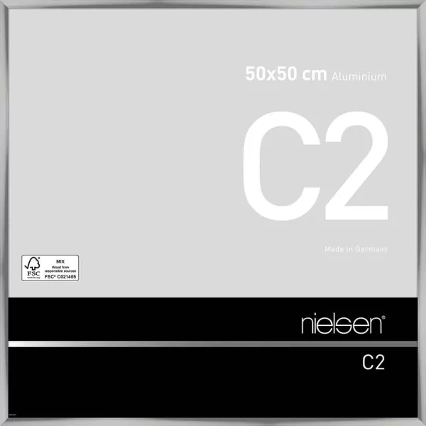Cadre en aluminium C2 50x50 cm | argent brillant | verre standard (2 mm)