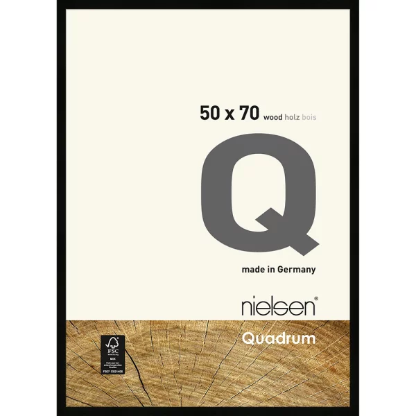 Cadre en bois Quadrum 50x70 cm | noir | verre standard (2 mm)