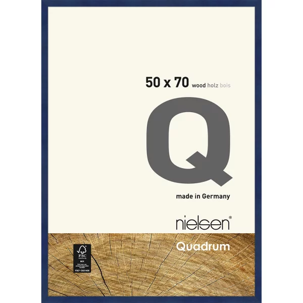 Cadre en bois Quadrum 50x70 cm | bleu | verre standard (2 mm)
