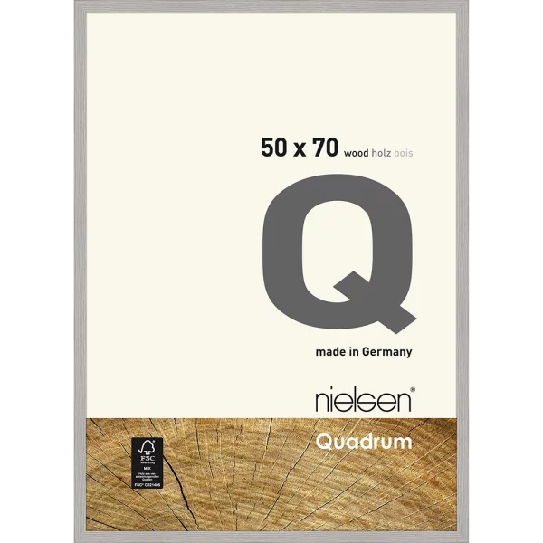 Cadre en bois Quadrum 50x70 cm | gris ciment | verre standard (2 mm)