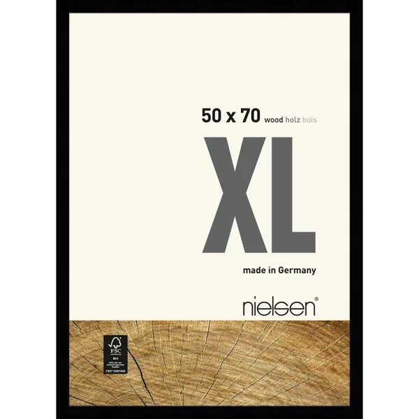 Cadre en bois Quadrum XL 50x70 cm | noir | verre standard (2 mm)