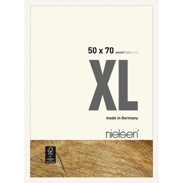 Cadre en bois Quadrum XL 50x70 cm | blanc couvrant | verre standard (2 mm)
