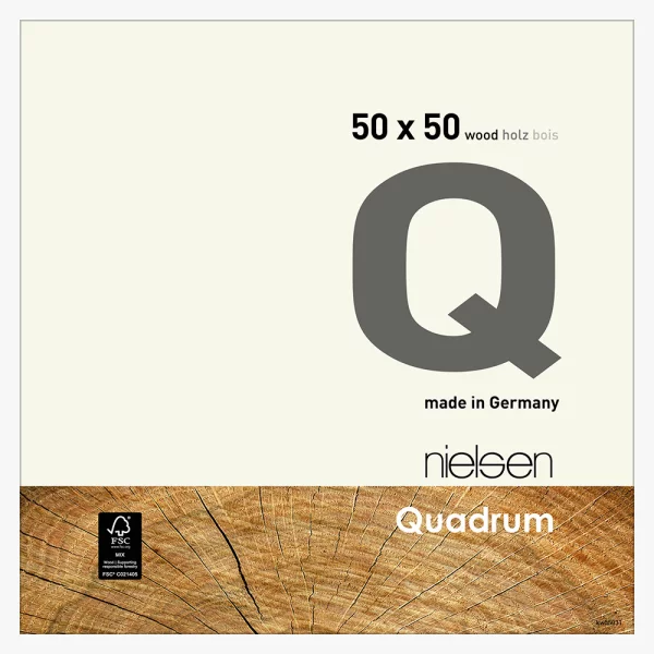 Cadre en bois Quadrum 50x50 cm | blanc couvrant | verre standard (2 mm)