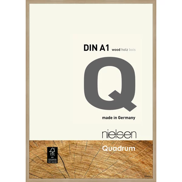 Holz-Bilderrahmen Quadrum 59,4x84,1 cm (A1) | Eiche Natur | Normalglas (2 mm)