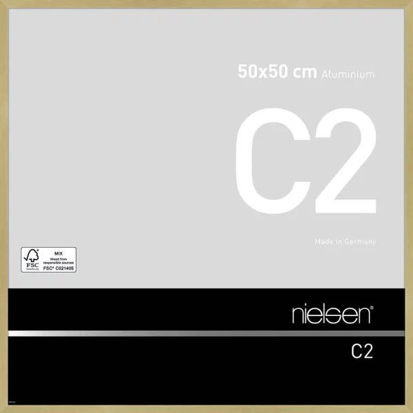 Alu-Bilderrahmen C2 50x50 cm | Struktur Gold matt | Normalglas (2 mm)