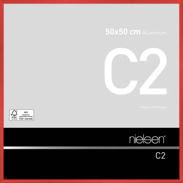 Cadre en aluminium C2 50x50 cm | rouge tornade | verre standard (2 mm)