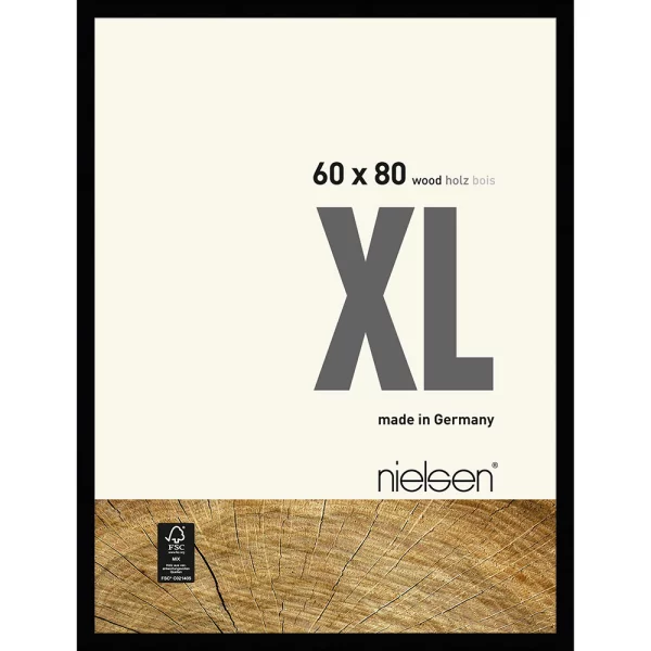 Cadre en bois Quadrum XL 60x80 cm | noir | verre standard (2 mm)