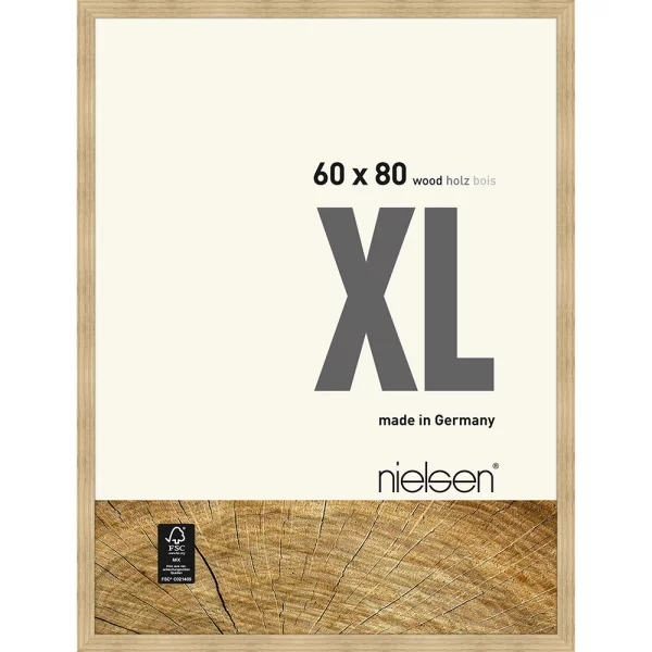 Cadre en bois Quadrum XL 60x80 cm | chêne naturel | verre standard (2 mm)