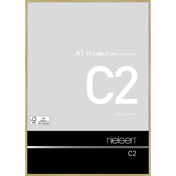 Alurahmen C2 59,4x84,1 cm (A1) | Struktur Gold matt | Normalglas (2 mm)