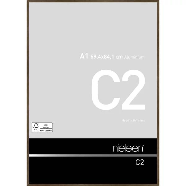 Alurahmen C2 59,4x84,1 cm (A1) | Struktur Walnuss matt | Normalglas (2 mm)