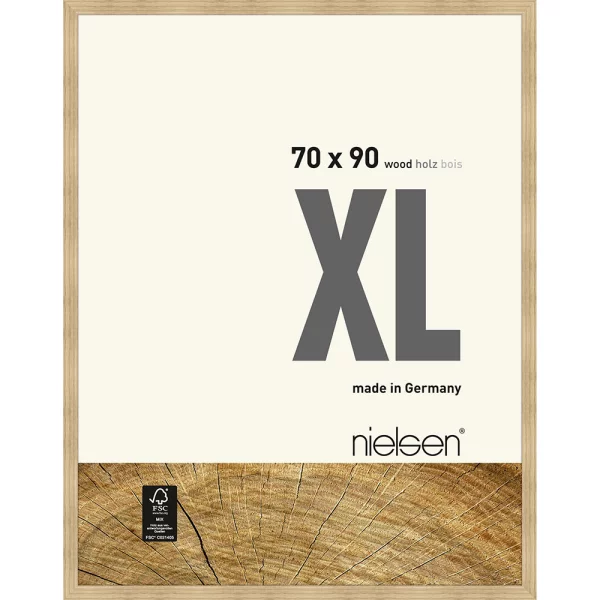 Holz-Bilderrahmen Quadrum XL 70x90 cm | Eiche Natur | Normalglas (2 mm)
