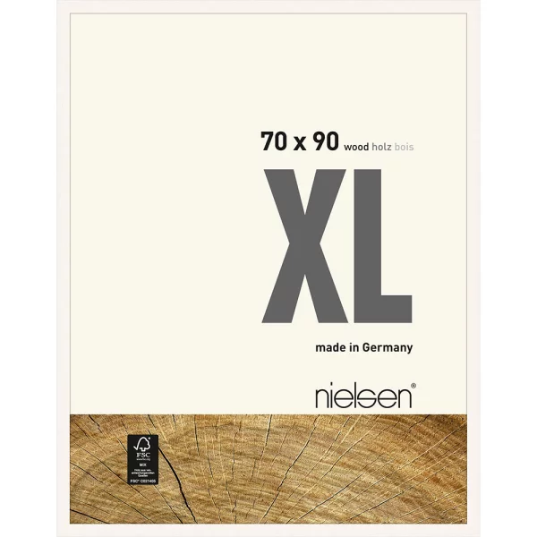 Holz-Bilderrahmen Quadrum XL 70x90 cm | Weiß deckend | Normalglas (2 mm)