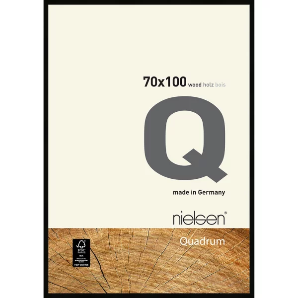 Cadre en bois Quadrum 70x100 cm | noir | verre standard (2 mm)
