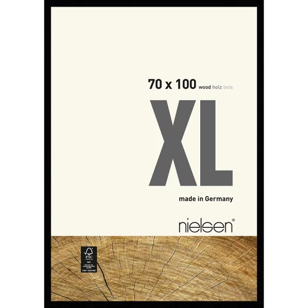 Cadre en bois Quadrum XL 70x100 cm | noir | verre standard (2 mm)