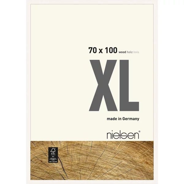 Cadre en bois Quadrum XL 70x100 cm | blanc couvrant | verre standard (2 mm)