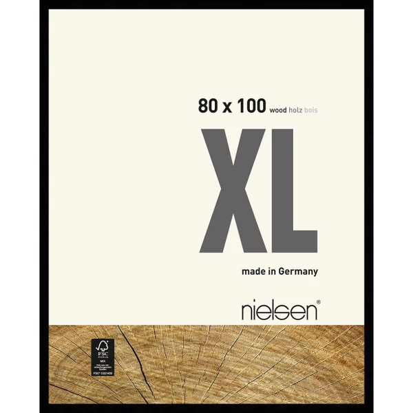 Holz Bilderrahmen XL 80x100 cm | Schwarz | Normalglas (2 mm)