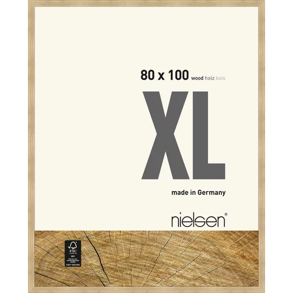 Holz Bilderrahmen XL 80x100 cm | Eiche Natur | Normalglas (2 mm)