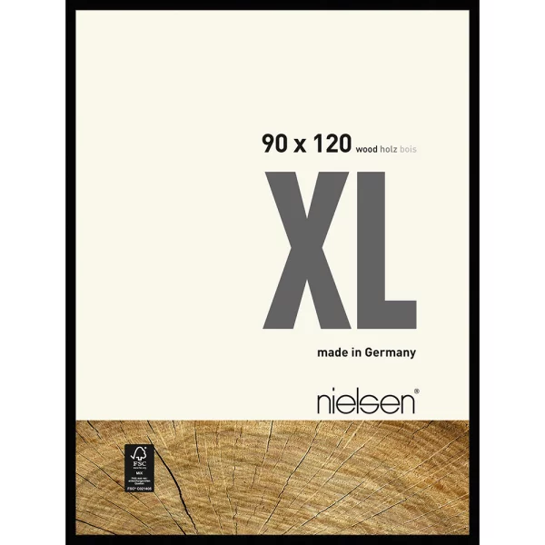 Holz Bilderrahmen XL 90x120 cm | Schwarz | Normalglas (2 mm)
