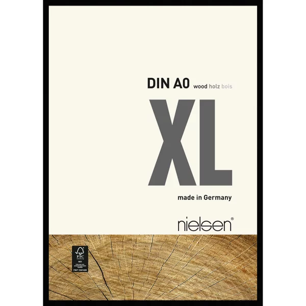 Holz Bilderrahmen XL 84,1x118,9 cm (A0) | Schwarz | Normalglas (2 mm)