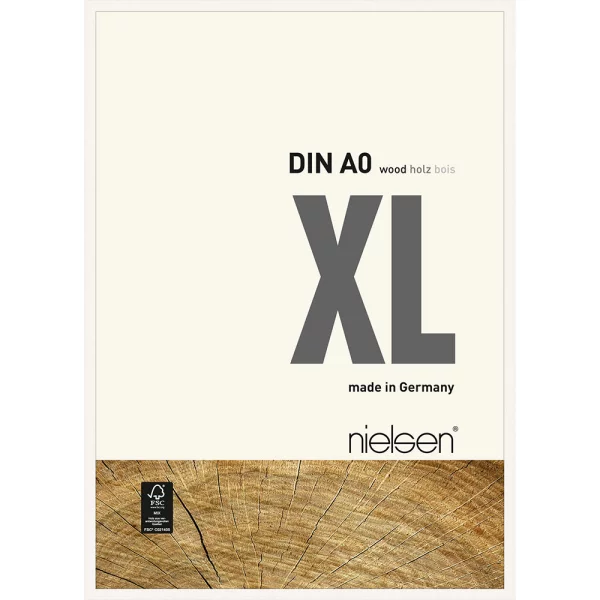 Holz Bilderrahmen XL 84,1x118,9 cm (A0) | Weiß deckend | Normalglas (2 mm)