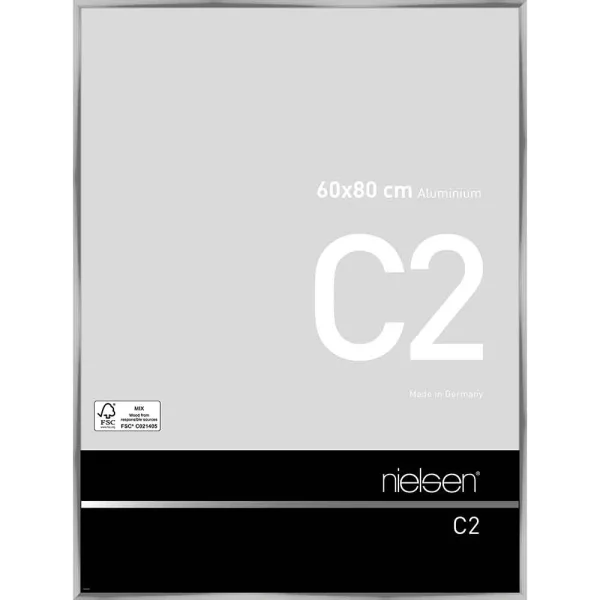 Cadre en aluminium C2 60x80 cm | argent brillant | verre standard (2 mm)