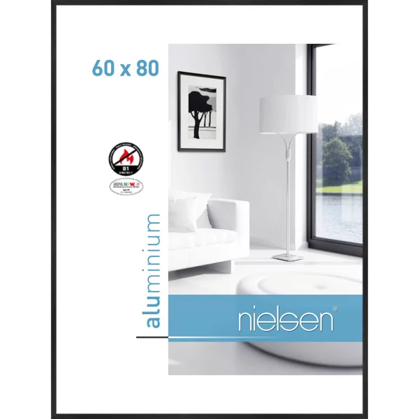 B1 Brandschutzrahmen C2 60x80 cm | Struktur Schwarz matt | Normalglas (2 mm)