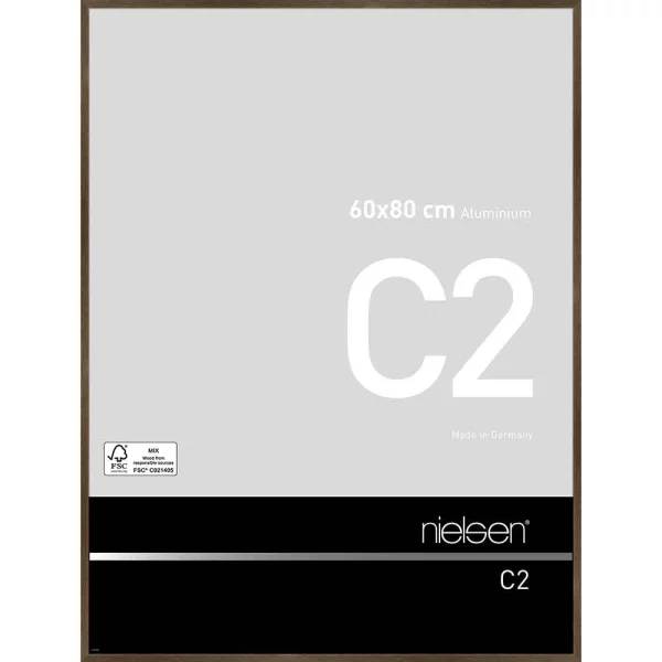 Cadre en aluminium C2 60x80 cm | structure noix mat | verre standard (2 mm)