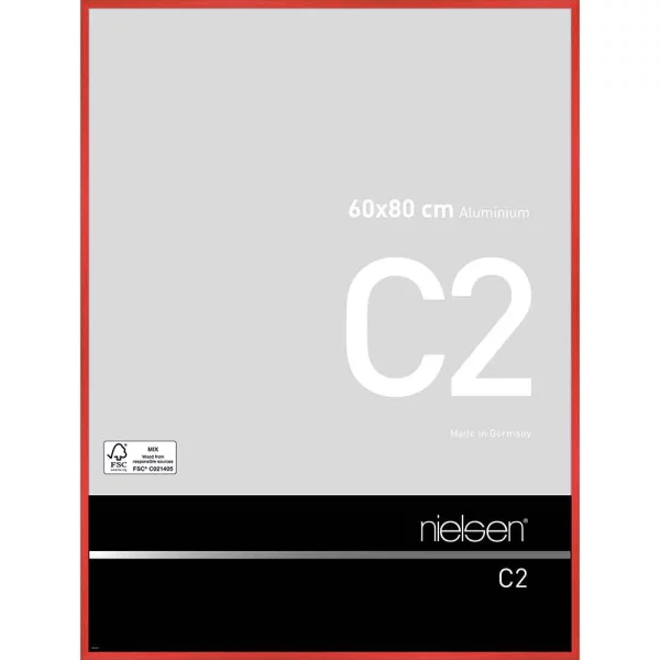 Cadre en aluminium C2 60x80 cm | rouge tornade | verre standard (2 mm)