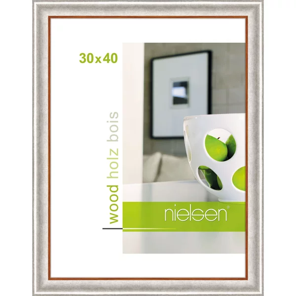 Cadre en bois Derby 30x40 cm | argent | verre standard (2 mm)