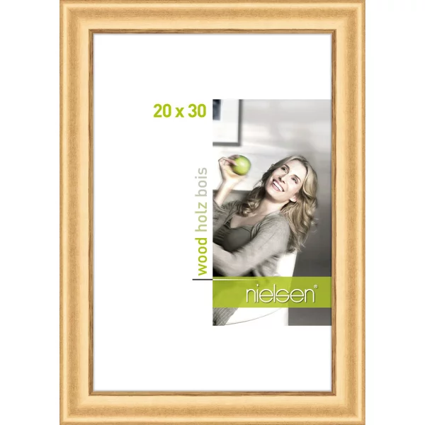 Holz-Bilderrahmen Derby 20x30 cm | Gold | Normalglas (2 mm)