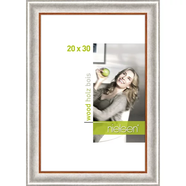 Holz-Bilderrahmen Derby 20x30 cm | Silber | Normalglas (2 mm)