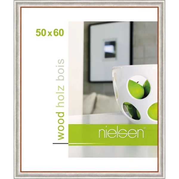 Cadre en bois Derby 50x60 cm | argent | verre standard (2 mm)