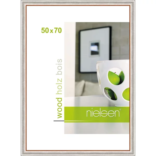 Cadre en bois Derby 50x70 cm | argent | verre standard (2 mm)