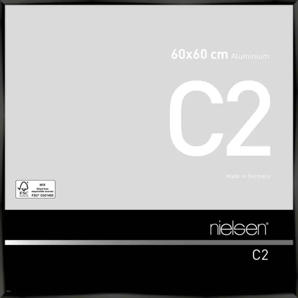 Alurahmen C2 60x60 cm | Eloxal Schwarz glanz | Normalglas (2 mm)