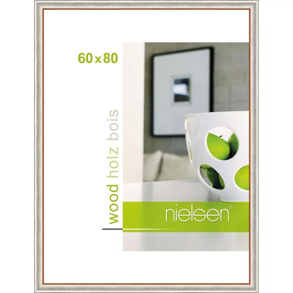 Cadre en bois Derby 60x80 cm | argent | verre standard (2 mm)