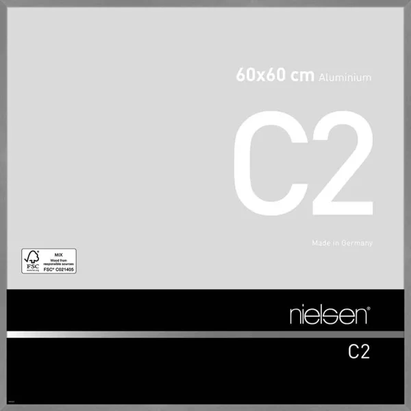 Alurahmen C2 60x60 cm | Struktur Grau matt | Normalglas (2 mm)
