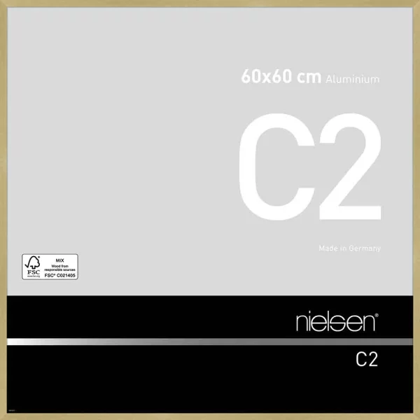Alurahmen C2 60x60 cm | Struktur Gold matt | Normalglas (2 mm)
