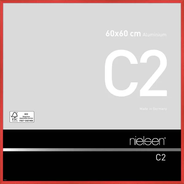 Alurahmen C2 60x60 cm | Tornado Rot | Normalglas (2 mm)