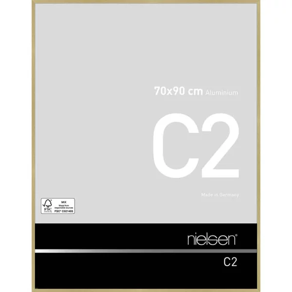 Alu-Bilderrahmen C2 70x90 cm | Struktur Gold matt | Normalglas (2 mm)
