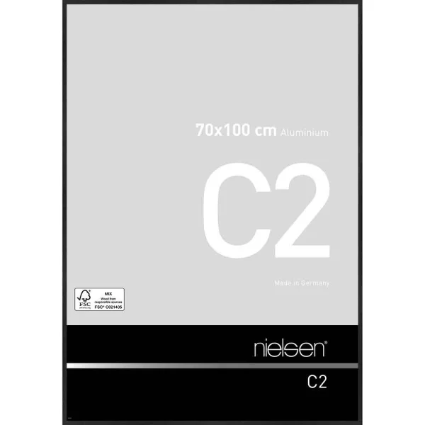 Alu Bilderrahmen C2 70x100 cm | Struktur Schwarz matt | Normalglas (2 mm)