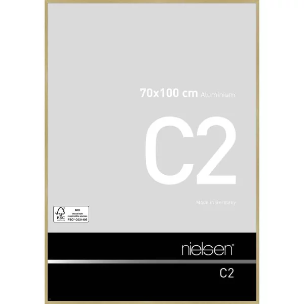 Alu Bilderrahmen C2 70x100 cm | Struktur Gold matt | Normalglas (2 mm)