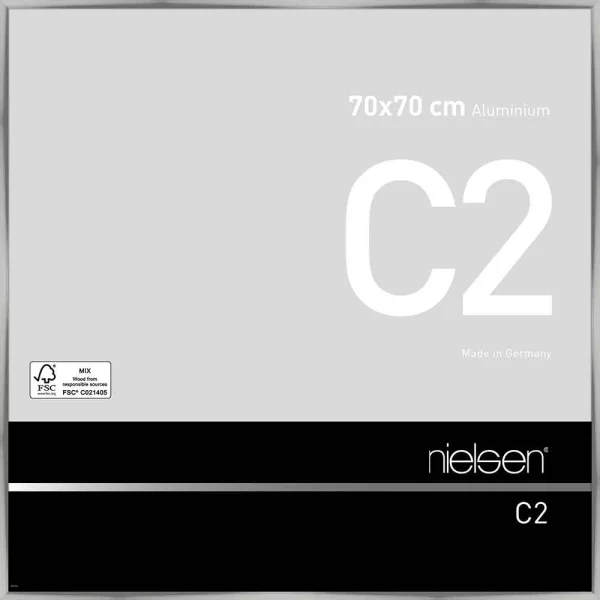 Cadre en aluminium C2 70x70 cm | argent brillant | verre standard (2 mm)