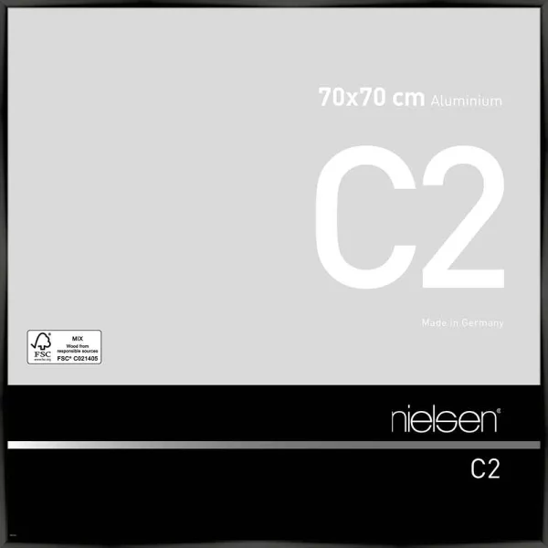 Cadre en aluminium C2 70x70 cm | noir brillant anodisé | verre standard (2 mm)